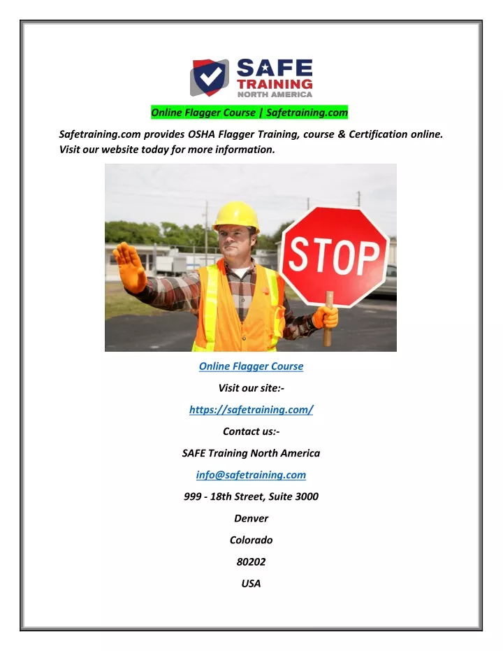 PPT Online Flagger Course PowerPoint Presentation