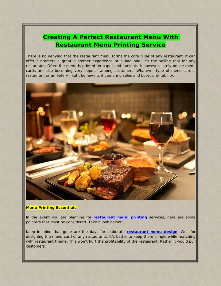 PPT - Creating A Perfect Restaurant Menu With Restaurant Menu Printing ...