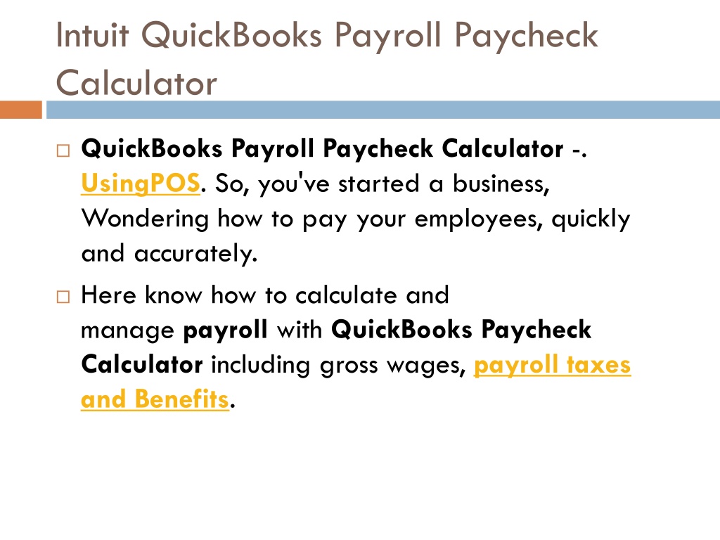 PPT Payroll Calculator QuickBooks PowerPoint Presentation, free