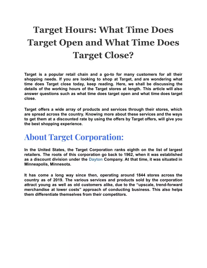 PPT Target Hours What Time Does Target Open and What Time Does
