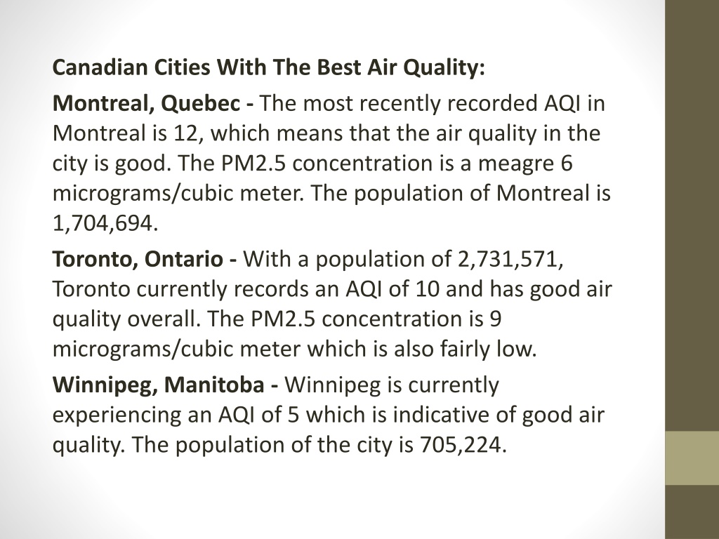 PPT - Cities in Canada With The Worst And Best Air Quality PowerPoint ...