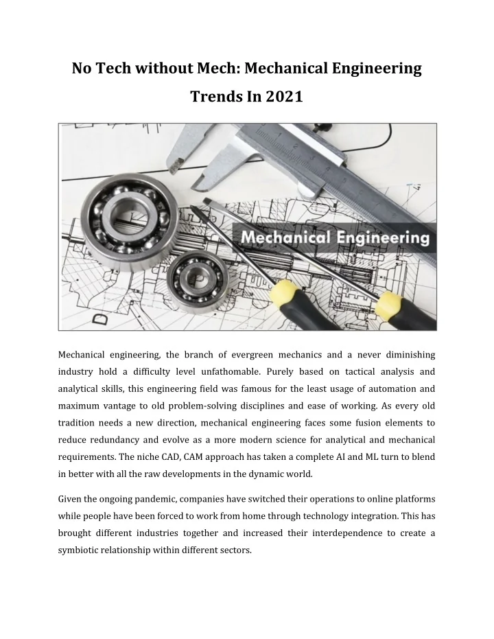 PPT - Mechanical Engineering Trends In 2021 PowerPoint Presentation ...