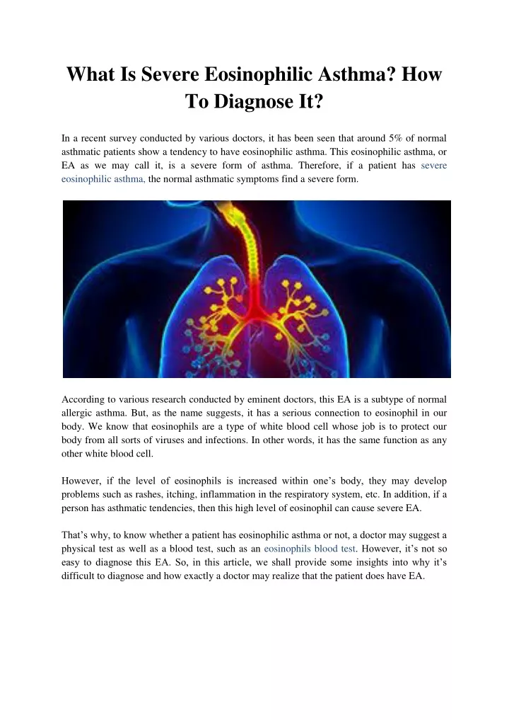 PPT - What Is Severe Eosinophilic Asthma? How To Diagnose It