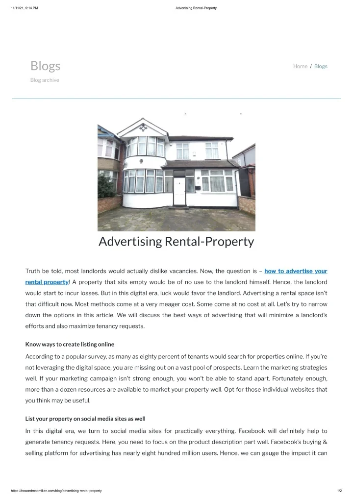 PPT Advertising RentalProperty Howard Macmillan PowerPoint