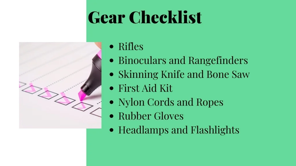 PPT 7 Must Have Hunting Equipment & Gear Checklist PowerPoint