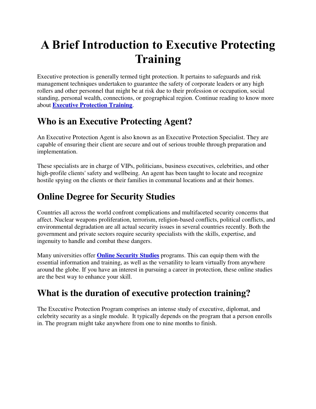 Ppt A Brief Introduction To Executive Protecting Training Powerpoint Presentation Id10955911 