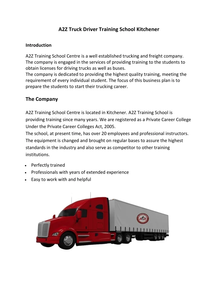 PPT A2Z Truck Driver Training School Kitchener PowerPoint
