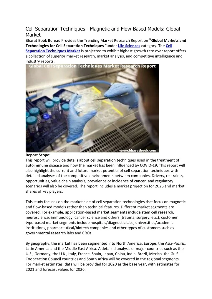 PPT - Cell Separation Techniques - Magnetic and Flow-Based Models ...