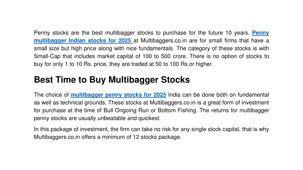 PPT Pick the Best Multibagger Stocks for 2025 PowerPoint Presentation