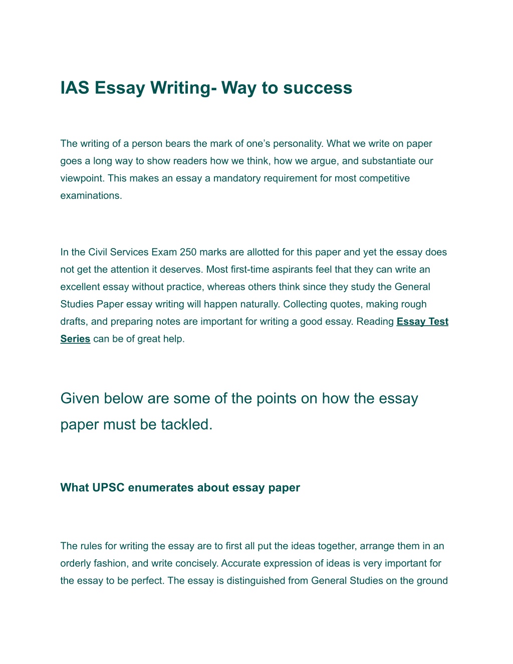 essay writing for ias