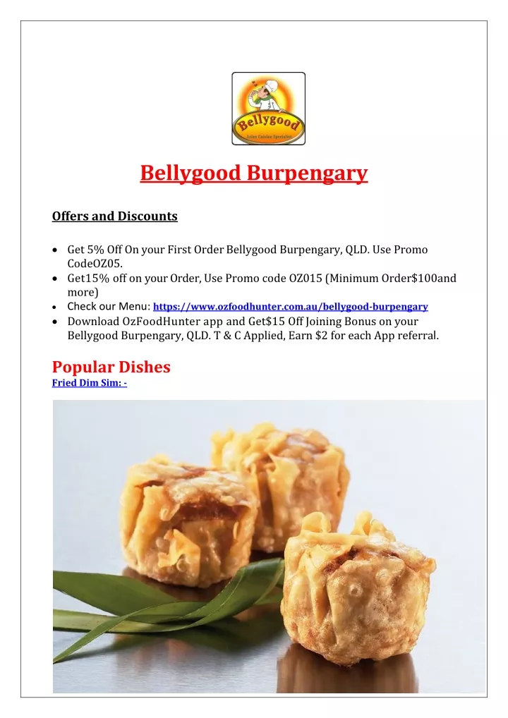 PPT - 5% Off - Bellygood Burpengary Restaurant Menu, Qld PowerPoint ...