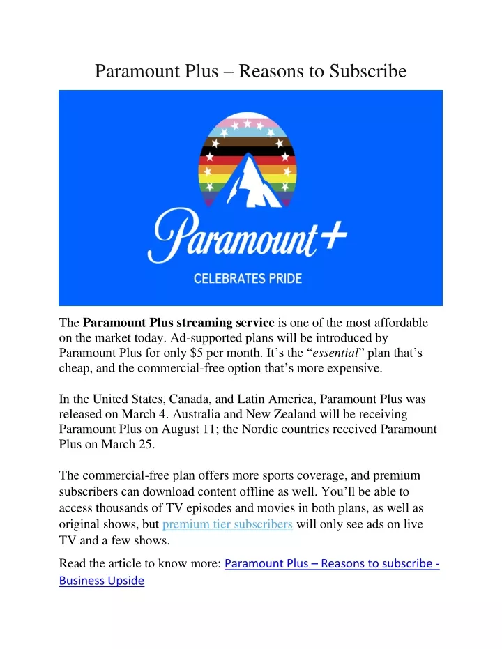 PPT - Paramount Plus PowerPoint Presentation, free download - ID:10959434