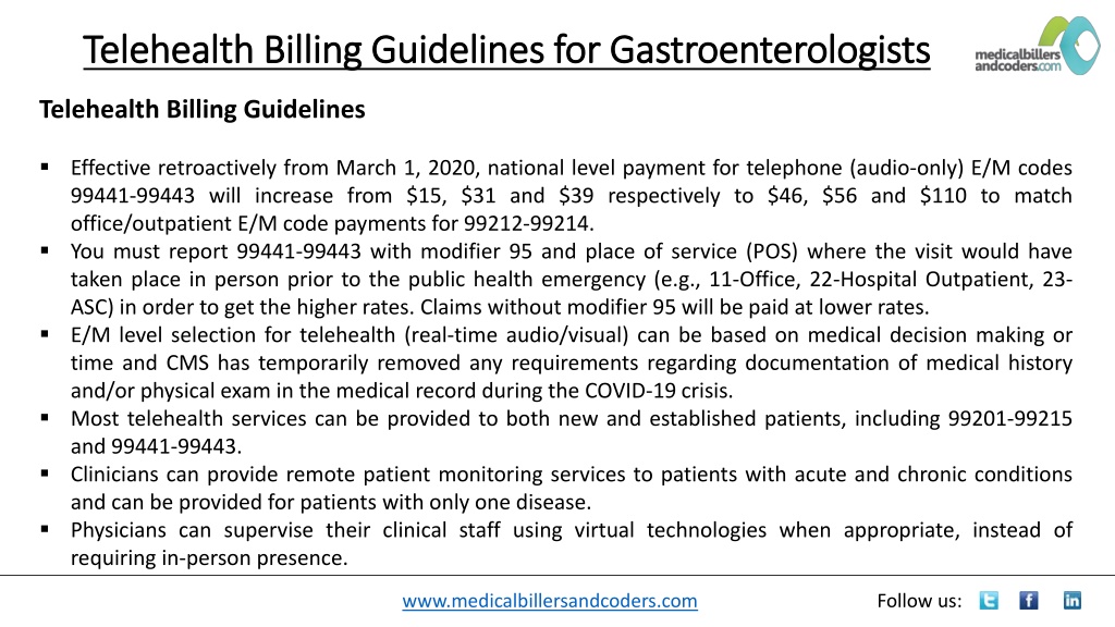 PPT Telehealth Billing Guidelines for Gastroenterologists PowerPoint