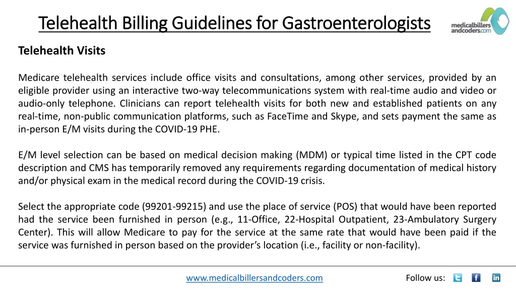 PPT Telehealth Billing Guidelines for Gastroenterologists PowerPoint