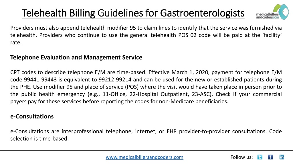 PPT Telehealth Billing Guidelines for Gastroenterologists PowerPoint