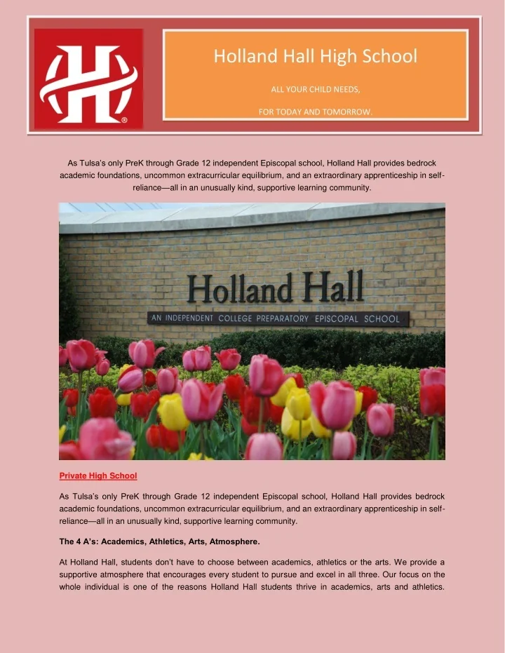 PPT Holland Hall High School PowerPoint Presentation, free download