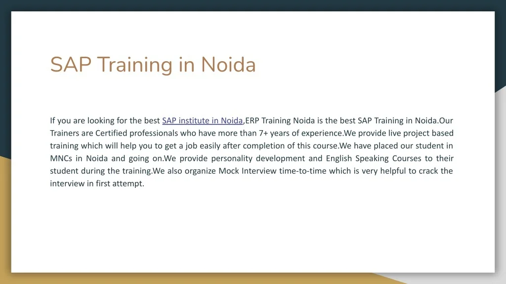 PPT - SAP Training Institute in Noida PowerPoint Presentation, free ...