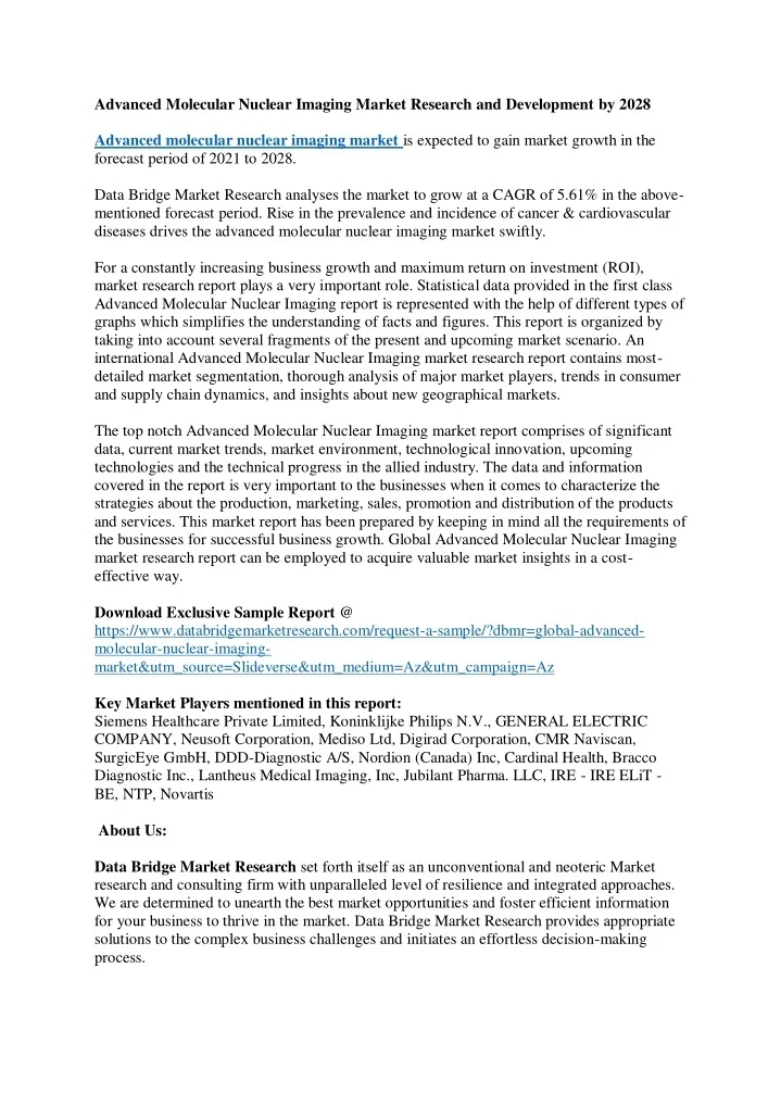 PPT - Advanced Molecular Nuclear Imaging Market Research and ...