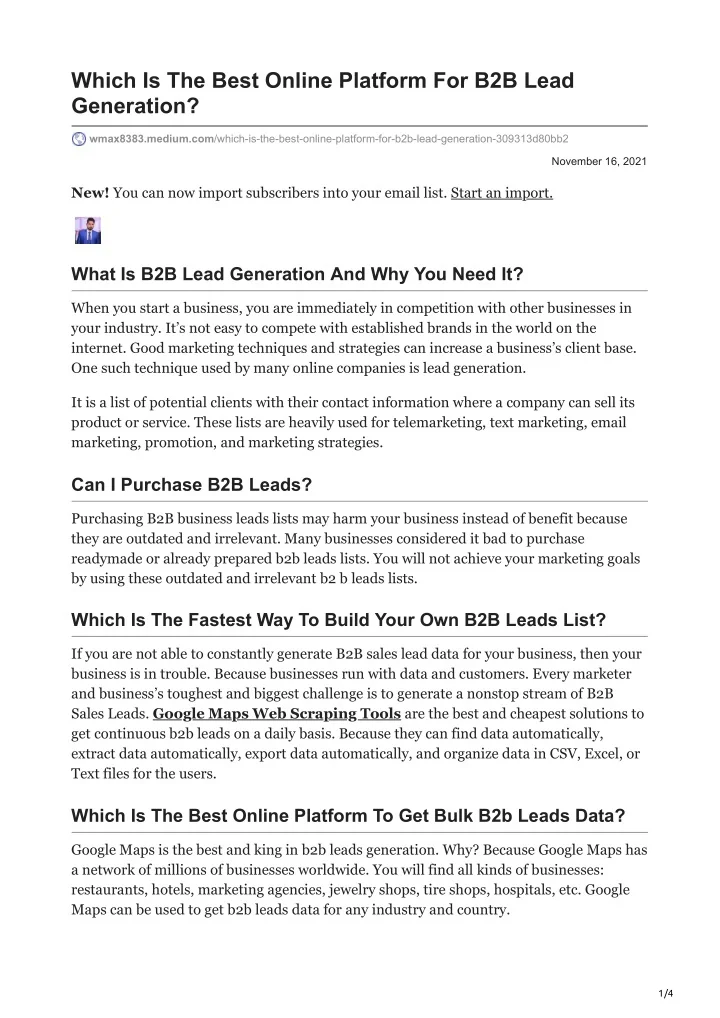 PPT 1Which Is The Best Online Platform For B2B Lead Generation 
