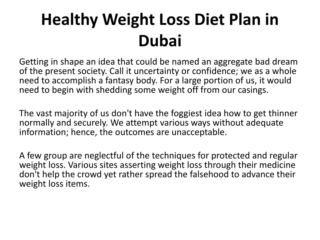 PPT - Healthy Weight Loss Diet Plan in Dubai PowerPoint Presentation ...