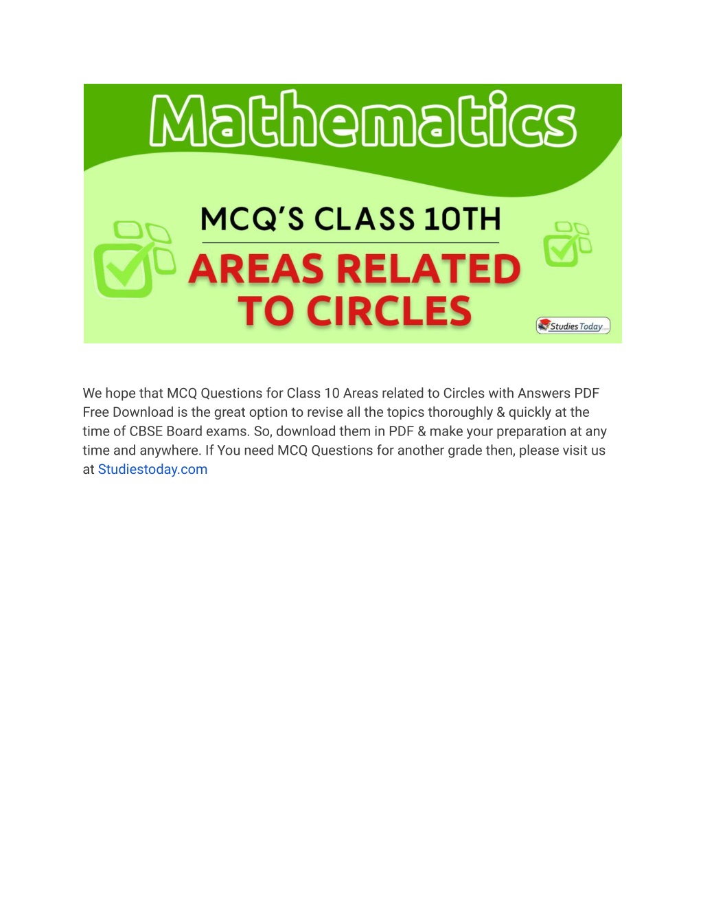 ppt-mcqs-class-10-areas-related-to-circles-with-answers-pdf-download