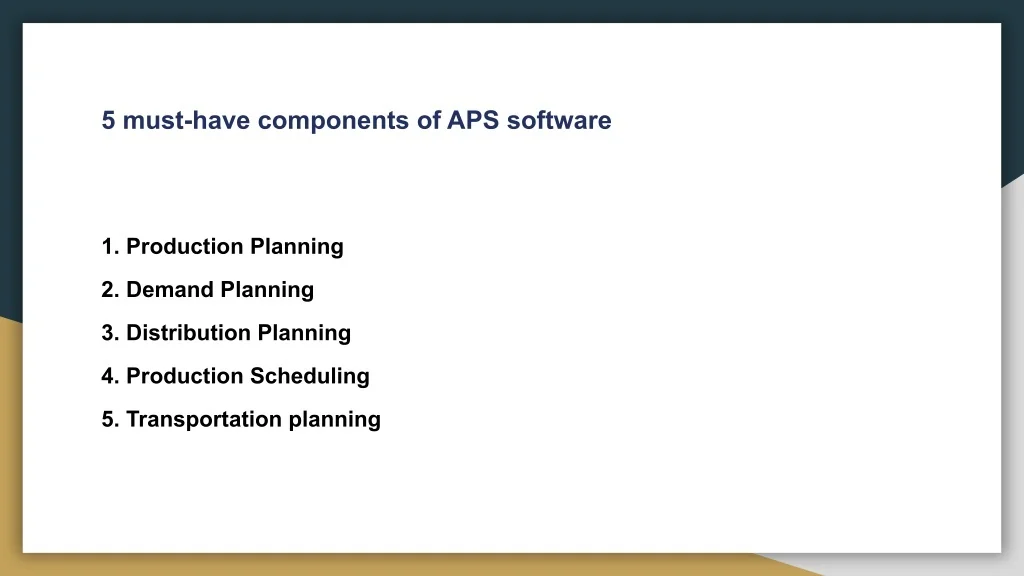 PPT - 5 must-have components of Advanced Planning and Scheduling ...