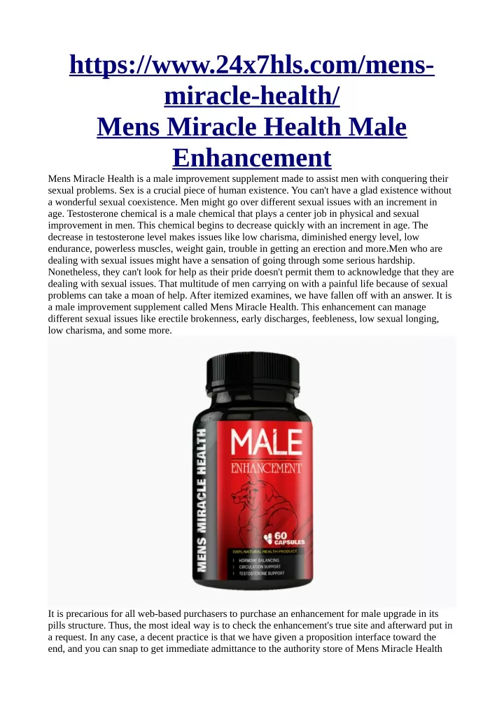 PPT - https:\/\/www.24x7hls.com\/mens-miracle-health ...