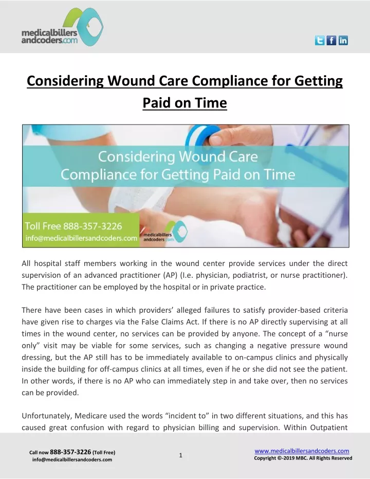 PPT - Considering Wound Care Compliance for Getting Paid on Time ...