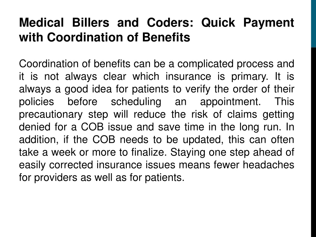 PPT - Manage Coordination Of Benefits (COB) Denials-converted ...