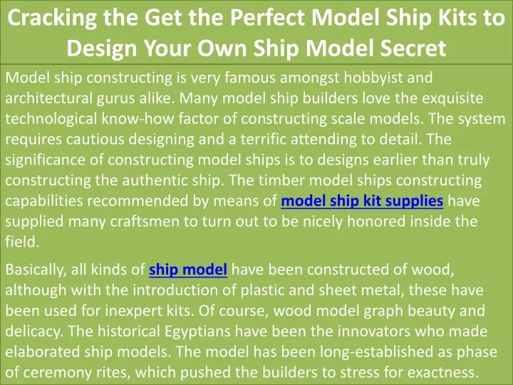 Ppt - Cracking The Get The Perfect Model Ship Kits To Design Your Own 