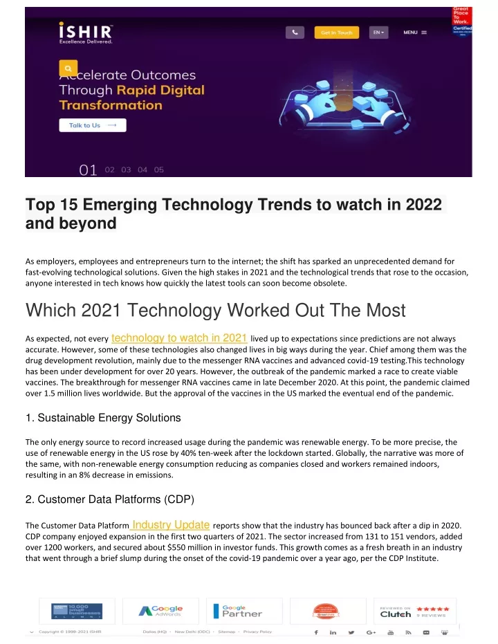 PPT - Top 15 Emerging Technology Trends To Watch In 2022 And Beyond ...