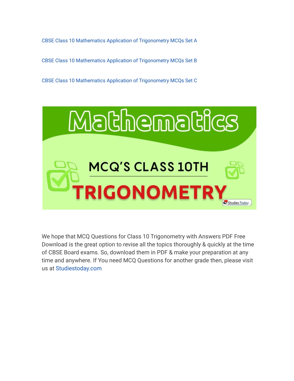 ppt-mcqs-class-10-trigonometry-with-answers-pdf-download-powerpoint