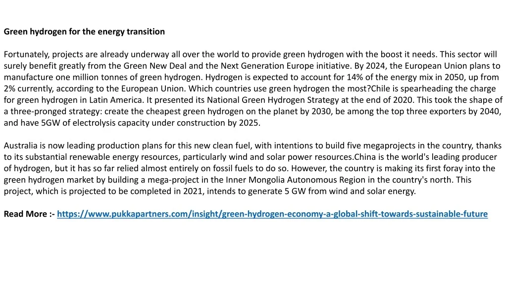 PPT - GREEN HYDROGEN ECONOMY: A GLOBAL SHIFT TOWARDS SUSTAINABLE FUTURE ...