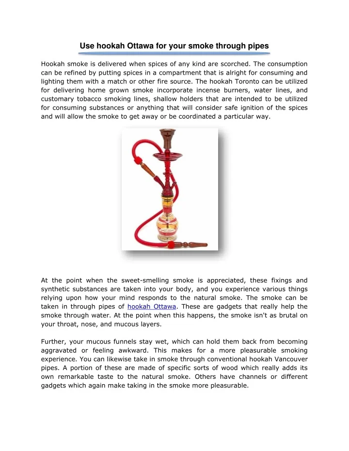 PPT Use Hookah Ottawa For Your Smoke Through Pipes PowerPoint 