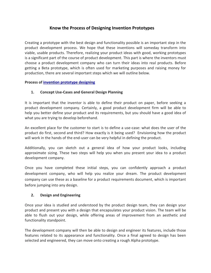 PPT - Know the Process of Designing Invention Prototypes PowerPoint ...