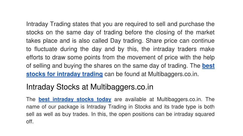 Meaning Of Intraday