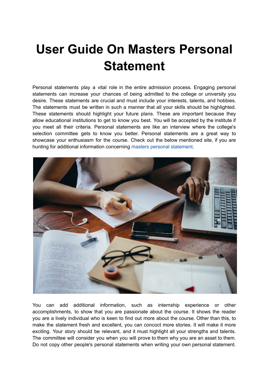 how to open a masters personal statement