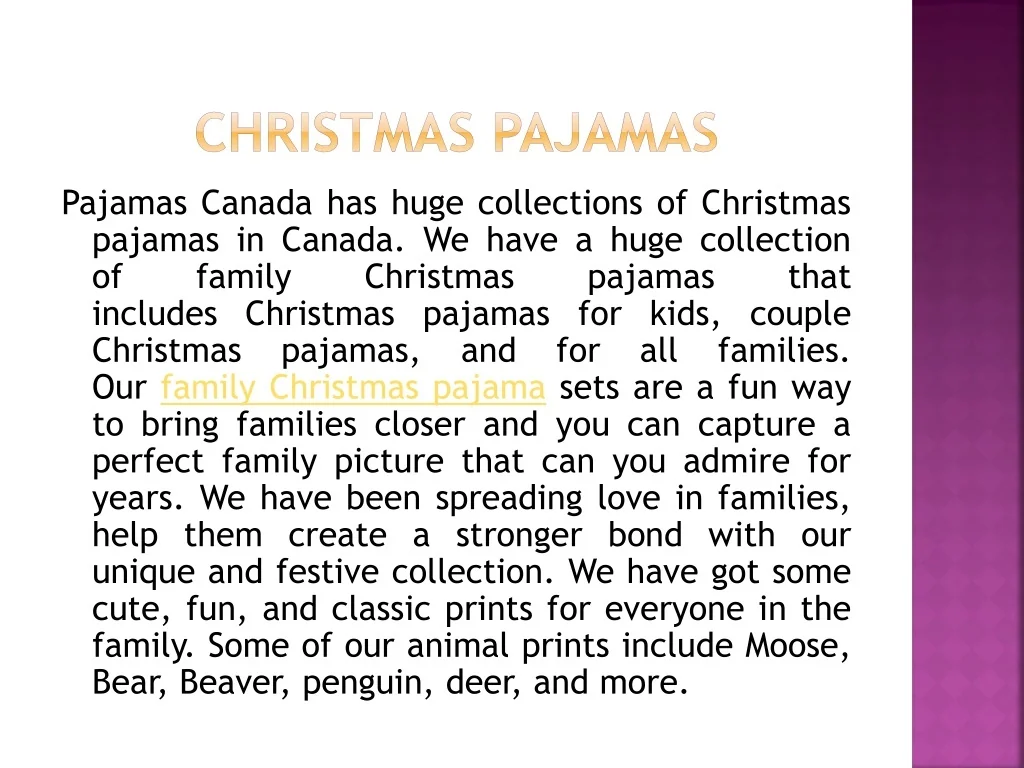 PPT Christmas Pajamas Canada PowerPoint Presentation, free download