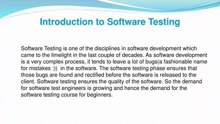 PPT - #1 Software Testing Course For Beginners | Explore Software ...