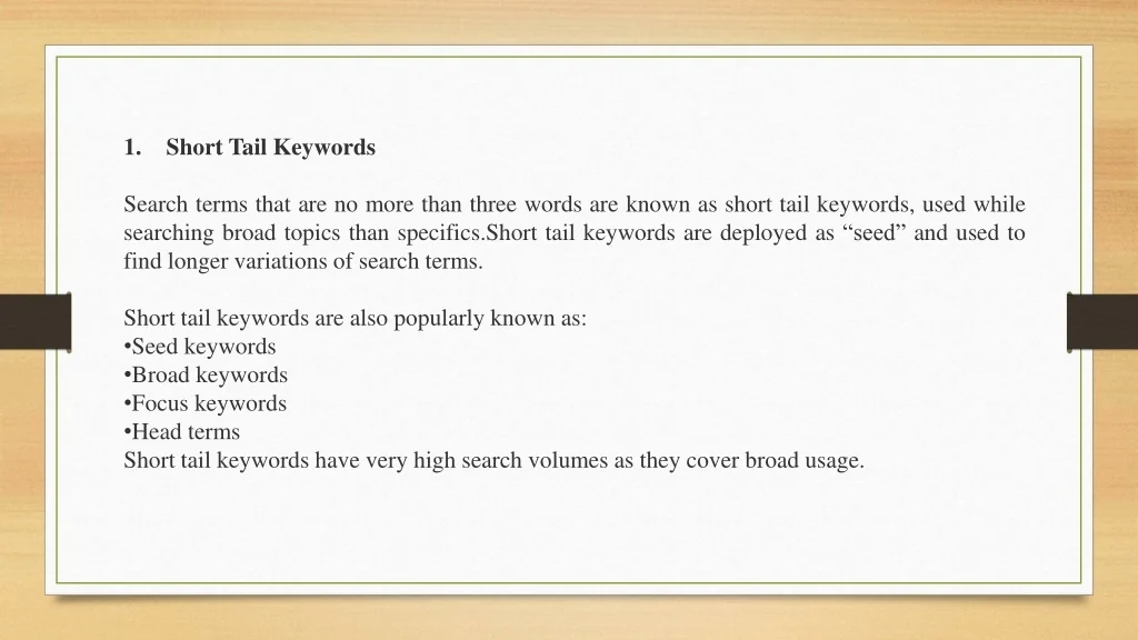 PPT - WHAT ARE THE TYPES OF KEYWORDS IN SEO PowerPoint Presentation ...