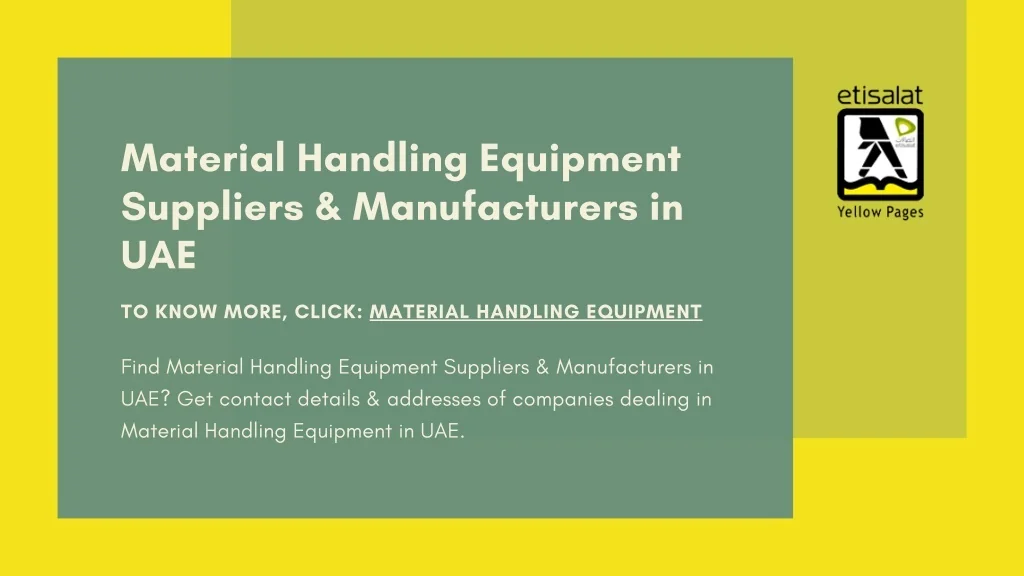 PPT Material Handling Equipment Suppliers & Manufacturers in UAE