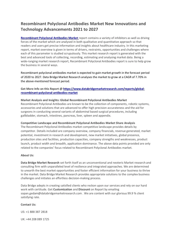 PPT Polyclonal Antibodies Market New Innovations and