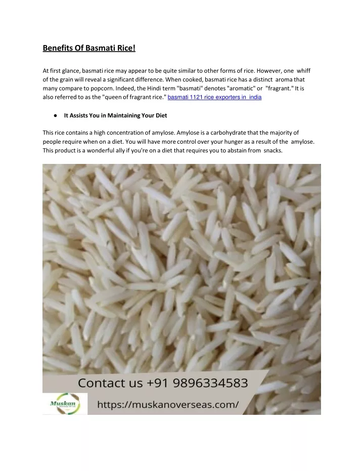 PPT Benefits Of Basmati Rice PowerPoint Presentation, free download