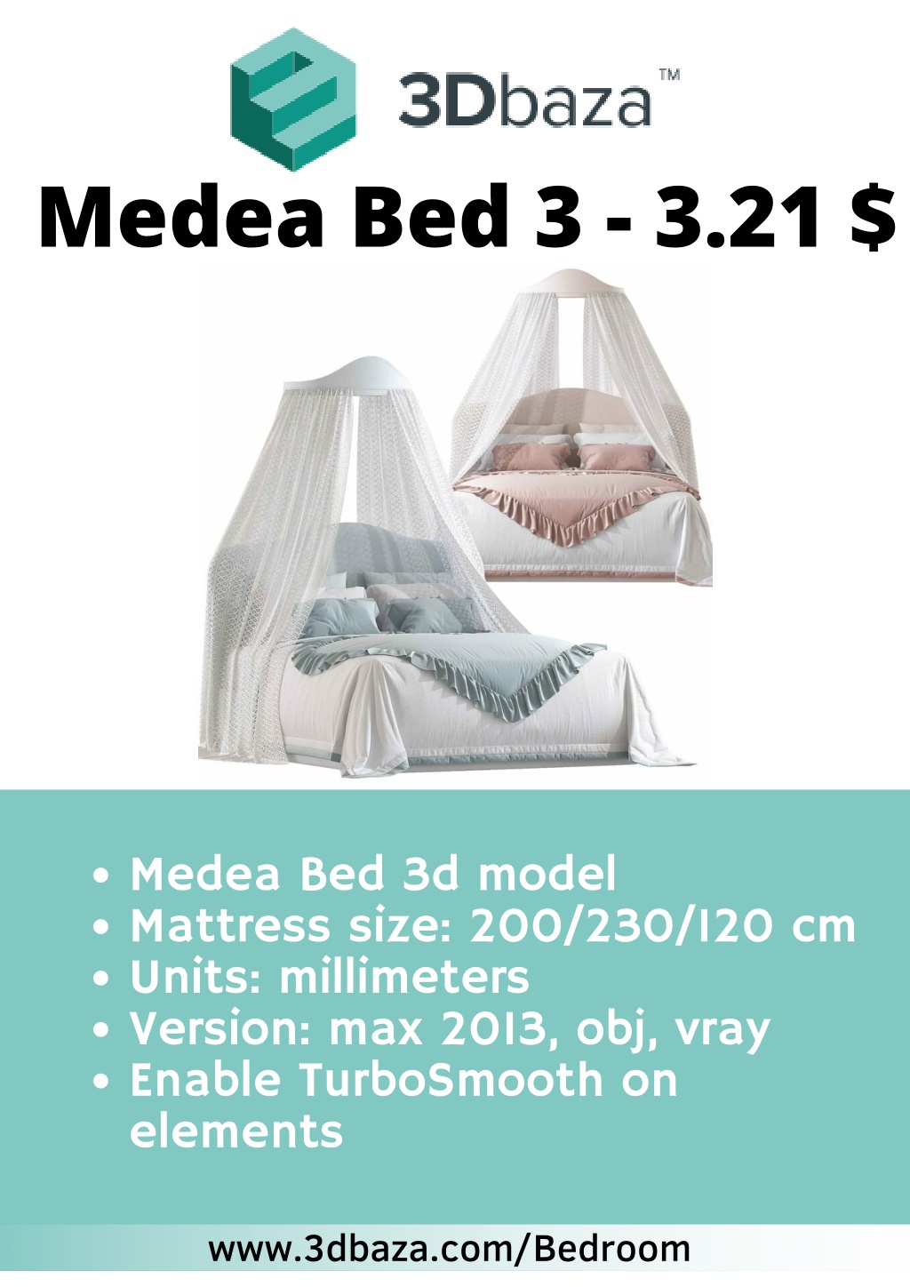 PPT - Medea Bed 3 - Download single and doudle beds 3d model PowerPoint ...