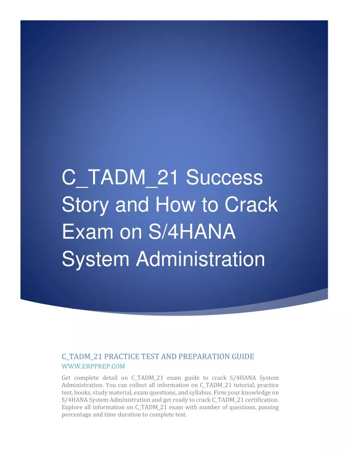 PPT - C_TADM_21 Success Story and How to Crack Exam on S4HANA System Sns-Brigh10