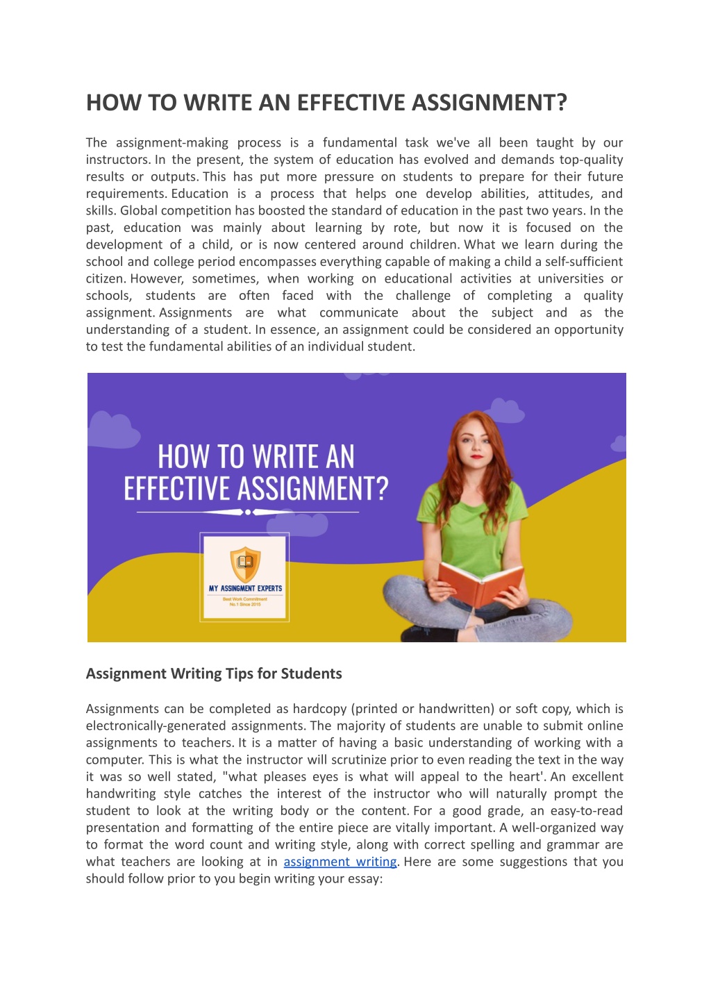 how to write assignment ppt