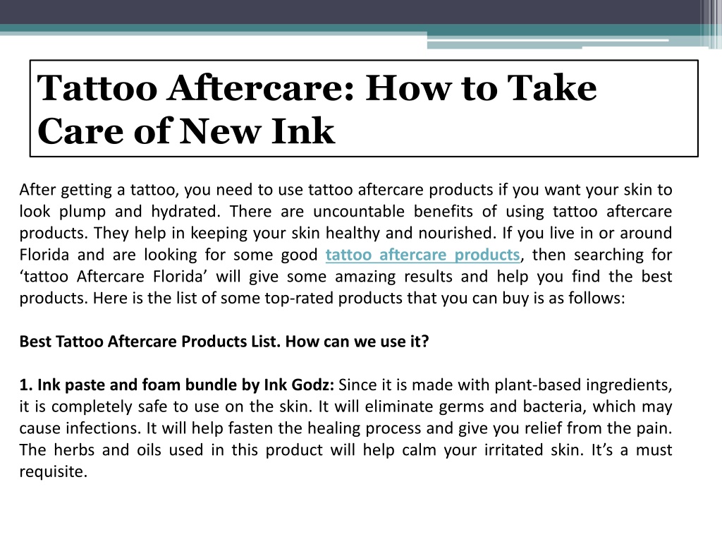 PPT - Tattoo Aftercare How to Take Care of New Ink PowerPoint ...