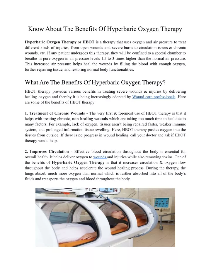 Ppt Know About The Benefits Of Hyperbaric Oxygen Therapy Powerpoint Presentation Id10984402 5456