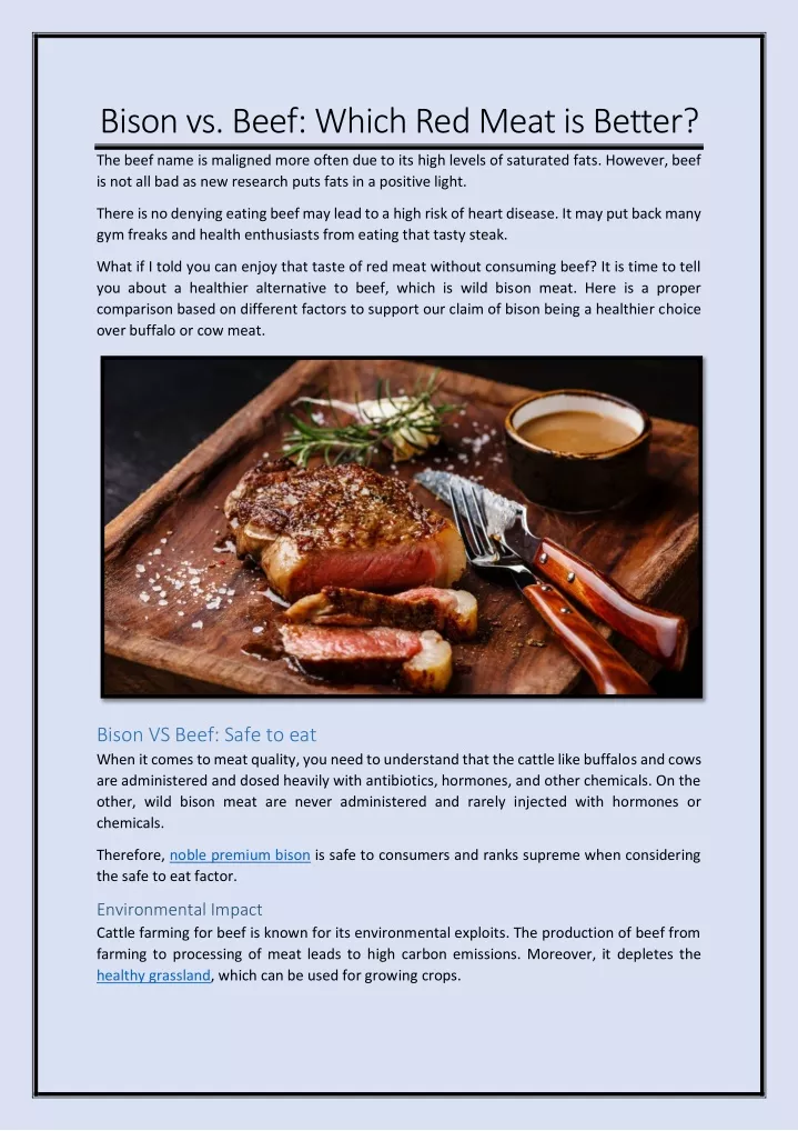 Ppt bison vs beef which red meat is better powerpoint presentation