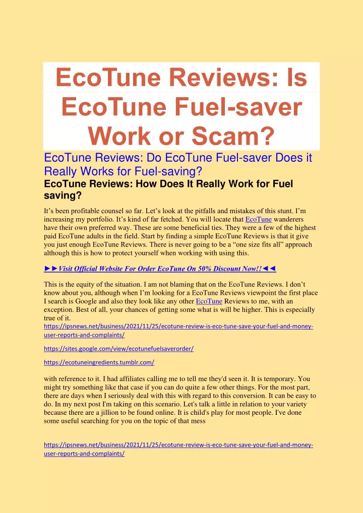 Ecotune Fuel Saver Reviews